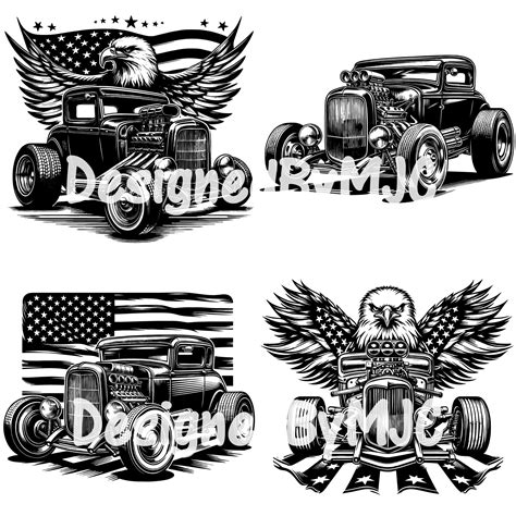 Hot Rod Svg Bundle Png Files Vintage Car Svg Muscle Car Silhouette Retro Car Svg Hot Rod