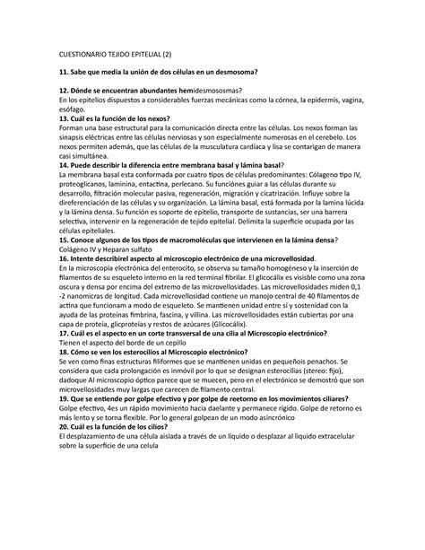 Examen 14 Abril 2017 Preguntas Y Respuestas CUESTIONARIO TEJIDO