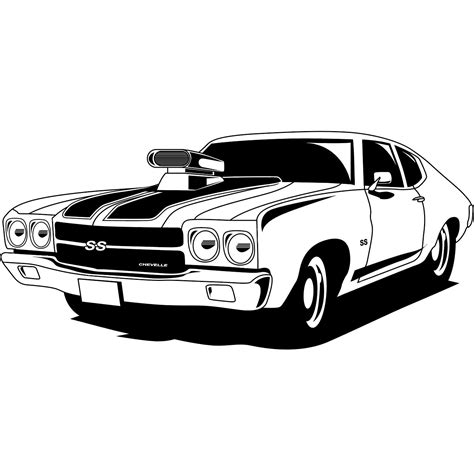 70 Chevelle Black/white Art - Etsy