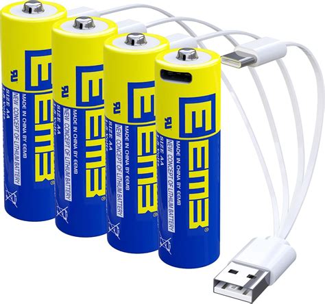 EEMB Lithium Batterie AAWiederaufladbare 1 5v Batterien AA USB Lithium