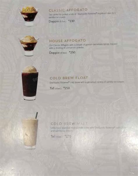 Menu At Starbucks Reserve Ayala Malls Manila Bay Cafe Parañaque