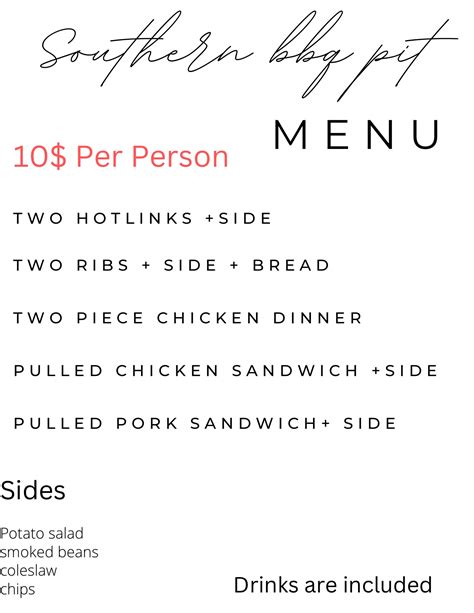 Southern Bbq Menus