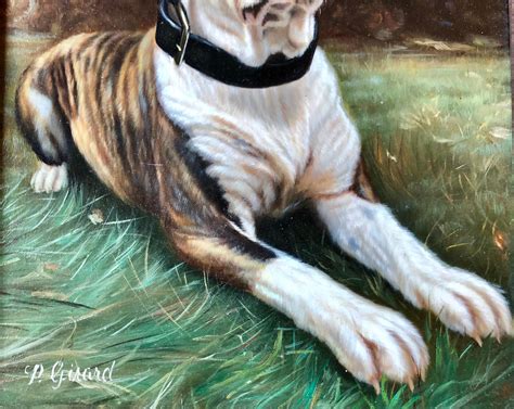Fine Quality Original Oil Painting American Bulldog by French Artist