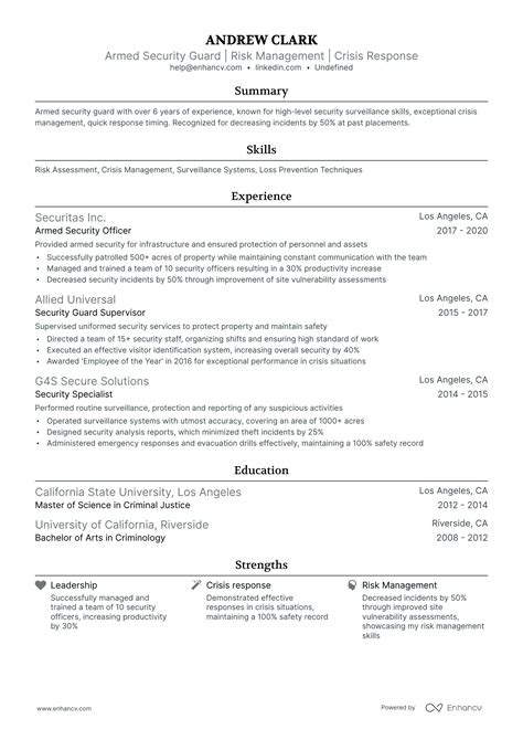 10 Armed Security Guard Resume Examples Guide For 2025