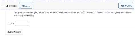 Solved 7 [ 5 Points] Details My Notes The Polar