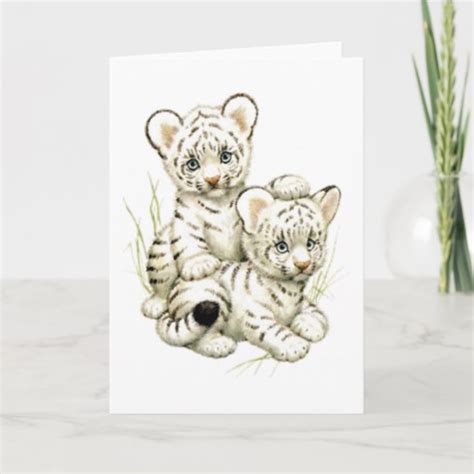 Cute Snow Tiger Cubs Card | Zazzle