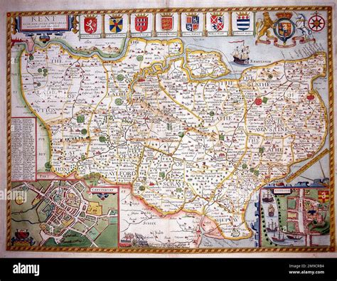 17th century County Map of Kent, England Stock Photo - Alamy