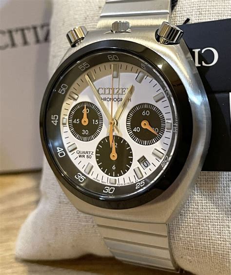 Citizen AN3660 81A Bullhead White Dial Record Label Tsuno Chronograph