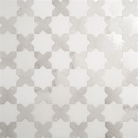 Sample Parma White Polished Star And White Matte Cross Terracotta