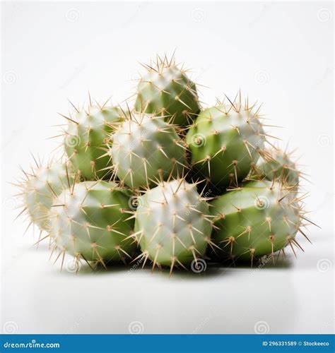 Prickly Cactus Plants On White Background Doug Hyde Style Stock