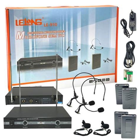 Kit Microfone Vhf Sem Fio Auricular Cabe A Lapela Le Lelong