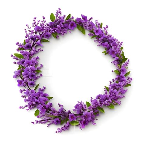 Purple Flowers In A Circle On A White Background Premium Ai Generated Image