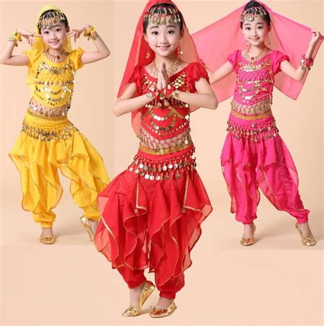 Kids Girl Children Kid Belly Dance Costume Coin Bollywood Indian ...