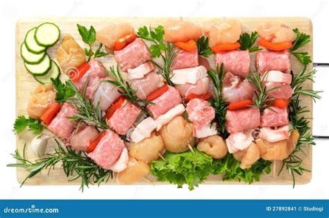 Skewers Of Chicken With Pepper Stock Image Image Of Herbs Tender