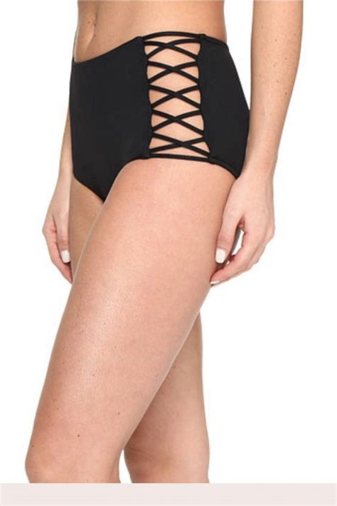 Swimwear Bayana Seafolly High Waisted Lattice Bikini Pant Black