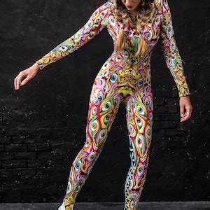 Burning Man Bodysuit Rave Bodysuit Psychedelic Clothing Womens