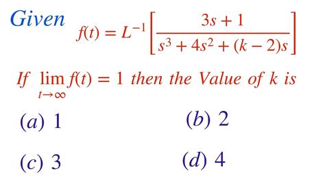 Laplace Transform Final Value Theorem Solved Problem Youtube