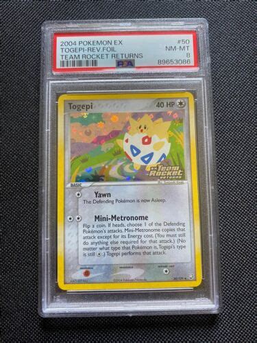 2004 Pokemon PSA 8 NM MT Togepi Reverse Holo 50 109 Team Rocket Returns