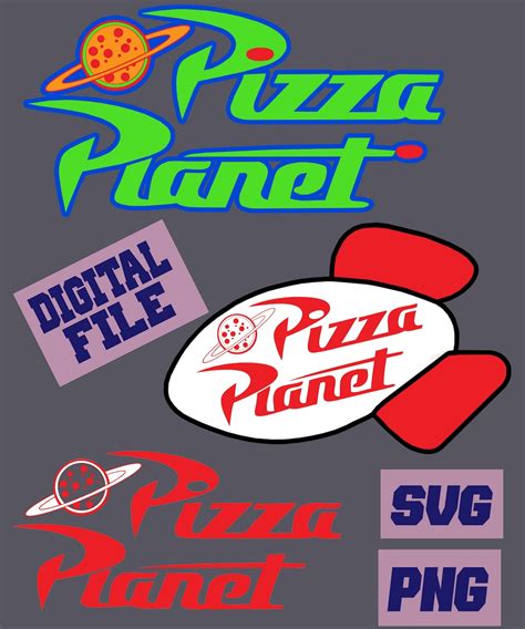 SVG and PNG Pizza Planet logo 3 designs .. instant download | Etsy