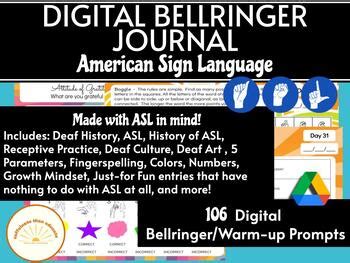 106 DIGITAL Bellringer Warm Up Notebook American Sign Language Classes