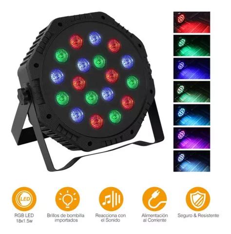 Luz De Escenario LED Tacho Par Led XKL A4 18X1 127V Luces Color Rgb