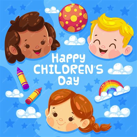 Premium Vector Flat Design Childrens Day Kids Smiling