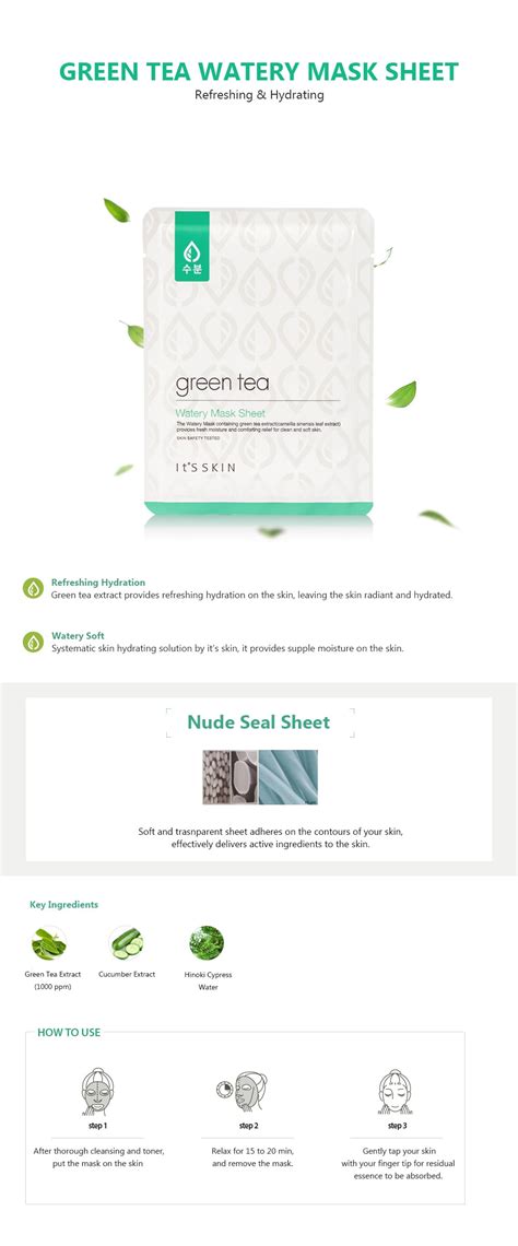 It's Skin Green Tea Watery Mask Sheet - 1 Sheet | Masksheets