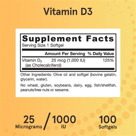 Jarrow Formulas Vitamin D3 Cholecalciferol 25 Mcg 1 000 IU 100