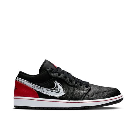 Air Jordan 1 Low Brushstroke Swoosh Black Da4659 001 Laced