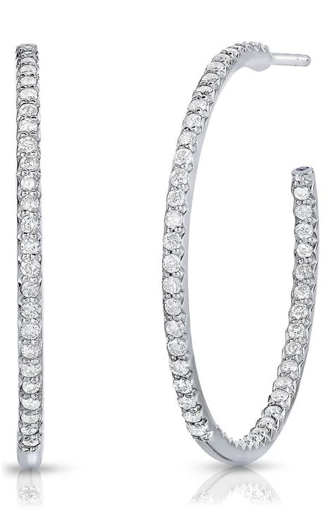 Roberto Coin Large Pavé Diamond Inside Out Hoop Earrings Nordstrom