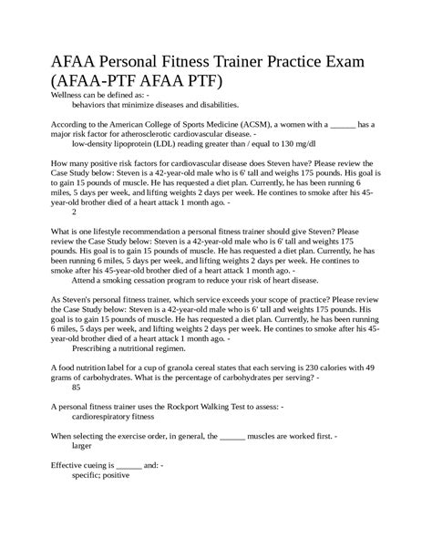 Afaa Personal Trainer Study Guide Answer Key 3