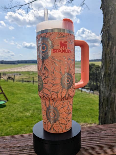 Stanley Engraved Tumbler 30 Oz Nectarine Stanley Laser Engraved Stanley Sunflower Full Wrap