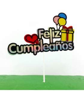 Topper Feliz Cumpleaños Tornasol