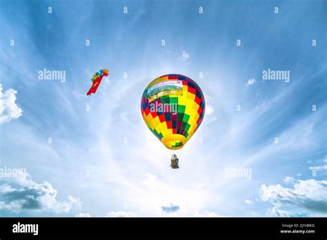 The Hot Air Balloon Festival In Ta Pa Field After The Harvest Attracts People To Attend And