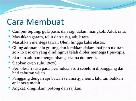 Bahan Alat Serta Cara Pembuatan Roti Tawar Ppt