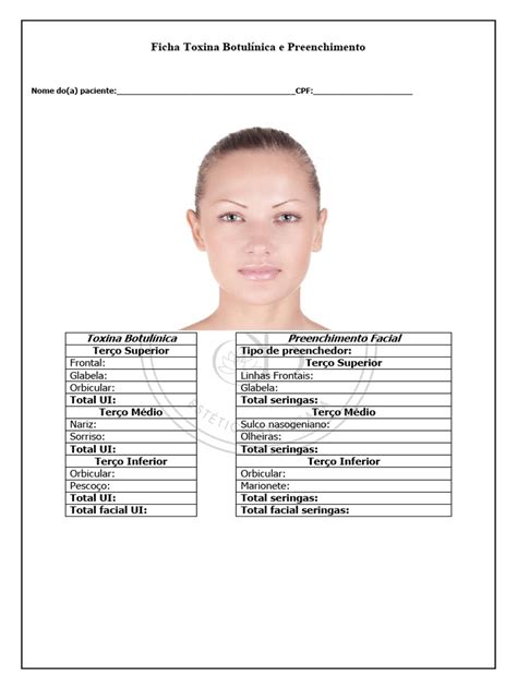 Ficha Para Toxina Botulínica E Preenchimento Pdf