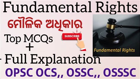 Fundamental Rights Top Mcqs Indian Polity Opsc Ossc Osssc Youtube