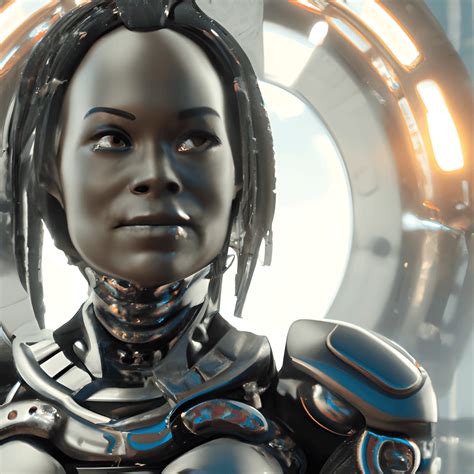 Sch Ne Schwarze Frau In Cyborg R Stung Mit Afrikanischen Details Shaman