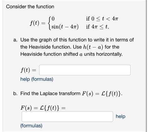 Solved Consider The Function F T {0sin T−4π If 0≤t