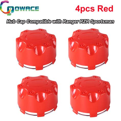 【red】4pcs Wheel Center Caps Compatible With Polaris Ranger Rzr Sportsman 07 17 Ebay