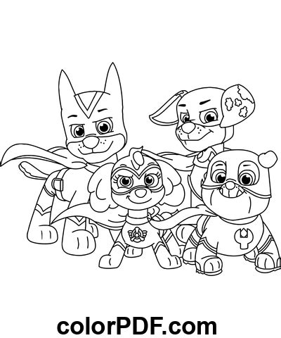 Paw Patrol Mighty Pups Dibujos Para Colorear Y Libros En Pdf