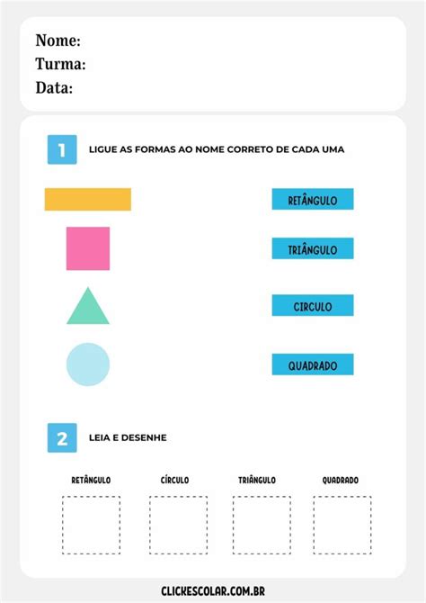 Atividades formas Geométricas para Aprender de forma Lúdica