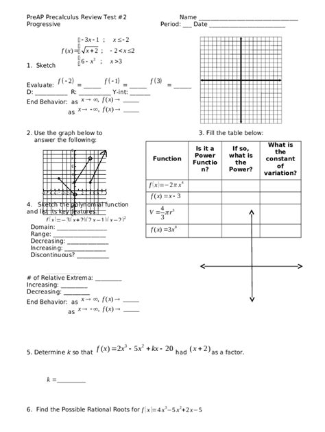 Pre Ap Pre Calculus Sequences And Series Test Review Doc Template