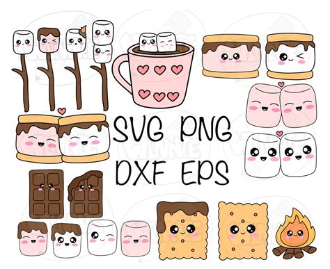 Cute S Mores Clipart Svg Smores Printable Sticker Campfire Smore Svg