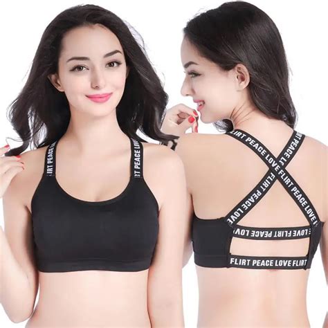 Buy Women Letter Printed Push Up Padded Yoga Sports