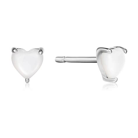 Ania Haie Silver Mother Of Pearl Heart Earring Studs E034 99H Francis