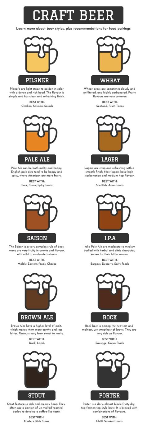 Craft Beer Pairing Chart Pilsner To Porter Daily Infographic