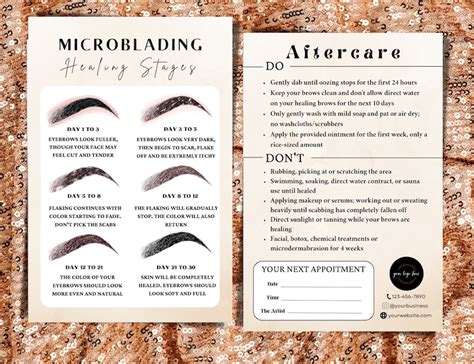 Editable Eyebrows Aftercare Card Pmu Microblading Template Etsy Canada