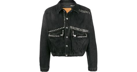 Martine Rose Stud Embellished Cropped Denim Jacket In Black For Men Lyst