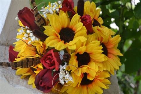 Sunflower Bridal Bouquet Silk Wedding Flowers By Mydaybouquet